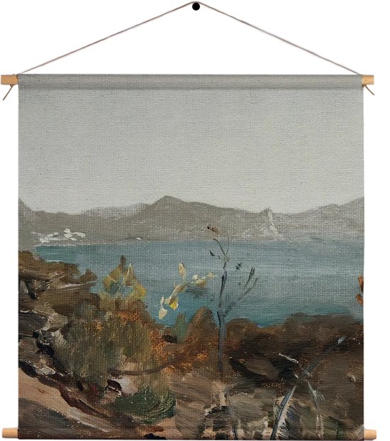 Textielposter Het Landschap van Vroeger 03 Vierkant M (30 X 30 CM) - Wandkleed - Wanddoek - Wanddecoratie