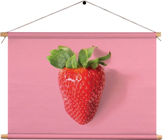 Textielposter Strawberry Rechthoek Horizontaal M (30 X 40 CM) - Wandkleed - Wanddoek - Wanddecoratie