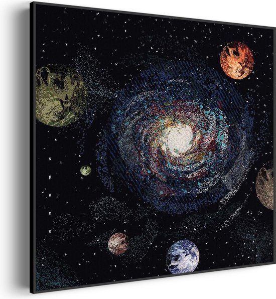 Akoestisch Schilderij Ons planetenstelsel Vierkant Pro XL (100X100) - Akoestisch paneel - Akoestische Panelen - Akoestische wanddecoratie - Akoestisch wandpaneel