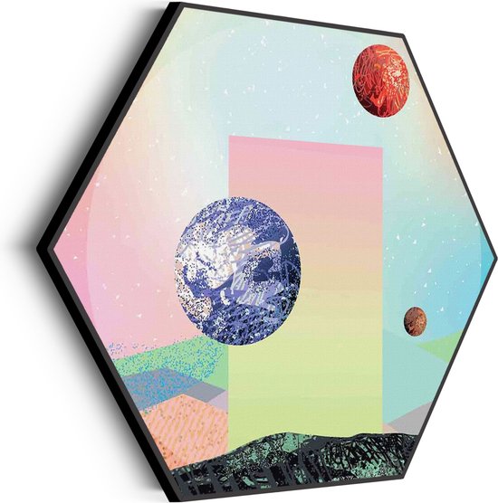 Akoestisch Schilderij Abstracte melkweg Hexagon Basic M (60 X 52 CM) - Akoestisch paneel - Akoestische Panelen - Akoestische wanddecoratie - Akoestisch wandpaneel