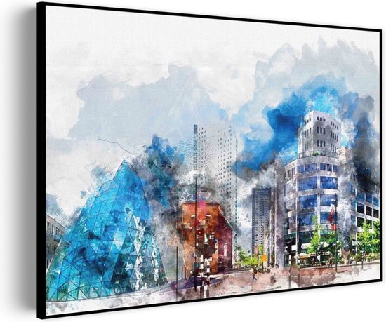 Akoestisch Schilderij Eindhoven Colored Rechthoek Horizontaal Pro XXL (150 x 107 CM) - Akoestisch paneel - Akoestische Panelen - Akoestische wanddecoratie - Akoestisch wandpaneel