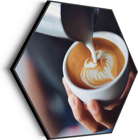 Akoestisch Schilderij Koffie Love Hexagon Basic XL (140 X 121 CM) - Akoestisch paneel - Akoestische Panelen - Akoestische wanddecoratie - Akoestisch wandpaneel