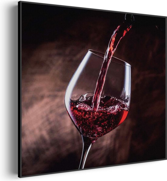 Akoestisch Schilderij Glas Rode wijn 02 Vierkant Basic S (50 X 50 CM) - Akoestisch paneel - Akoestische Panelen - Akoestische wanddecoratie - Akoestisch wandpaneel