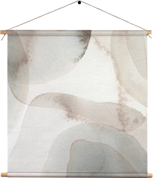 Textielposter Abstract Rustige Tinten met Accent 03 Vierkant XXL (90 X 90 CM) - Wandkleed - Wanddoek - Wanddecoratie