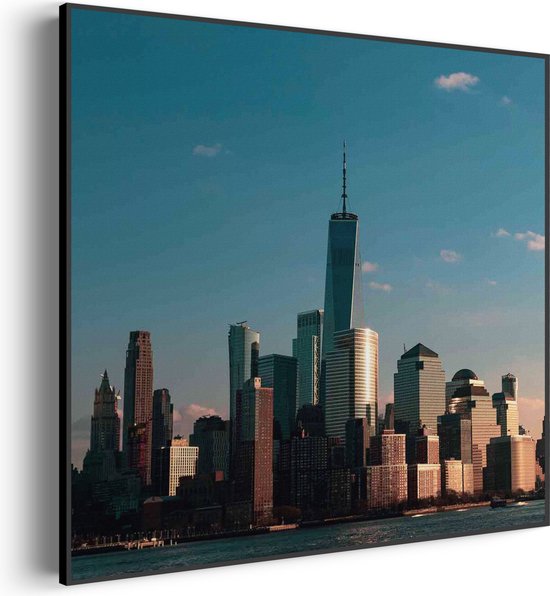 Akoestisch Schilderij New York Gebouwen Skyline Vierkant Basic XL (100X100) - Akoestisch paneel - Akoestische Panelen - Akoestische wanddecoratie - Akoestisch wandpaneel