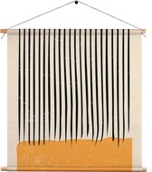 Textielposter Scandinavisch Oranje Zwart Vierkant M (30 X 30 CM) - Wandkleed - Wanddoek - Wanddecoratie