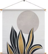 Textielposter Het Gouden Blad Vierkant XL (60 X 60 CM) - Wandkleed - Wanddoek - Wanddecoratie