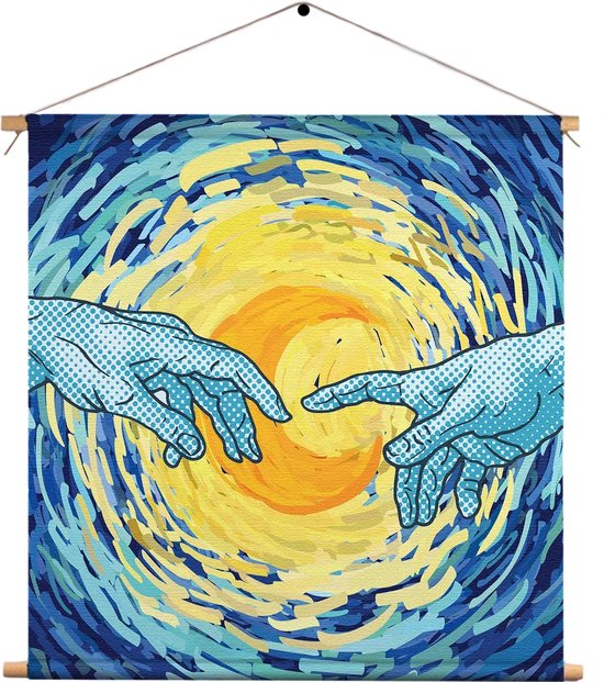 Textielposter De Slaapwandeling Naar De Maan Vierkant M (30 X 30 CM) - Wandkleed - Wanddoek - Wanddecoratie