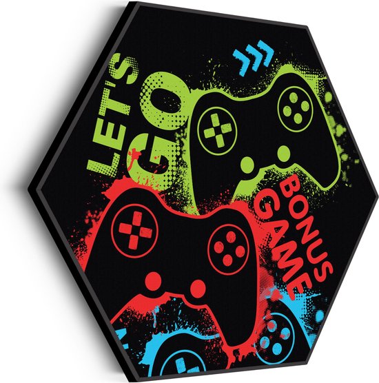Akoestisch Schilderij Let's Game Hexagon Basic M (60 X 52 CM) - Akoestisch paneel - Akoestische Panelen - Akoestische wanddecoratie - Akoestisch wandpaneel