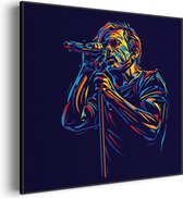 Tableau Acoustique Colorful Singer 02 Square Pro XXL (140 X 140 CM) - Panneau acoustique - Panneaux acoustiques - Décoration murale acoustique - Panneau mural acoustique