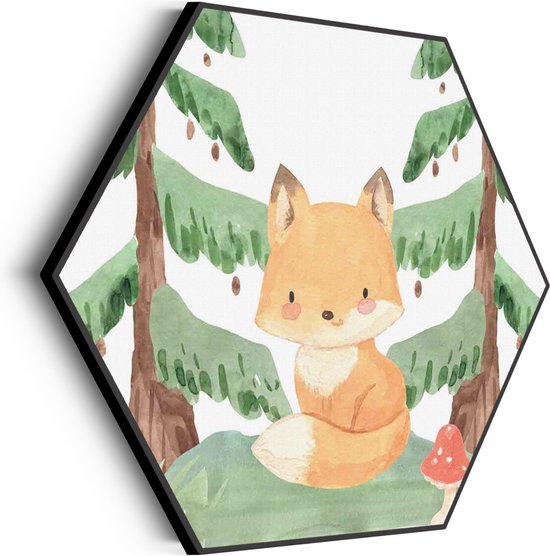 Akoestisch Schilderij Vos in het bos Hexagon Basic XL (140 X 121 CM) - Akoestisch paneel - Akoestische Panelen - Akoestische wanddecoratie - Akoestisch wandpaneel