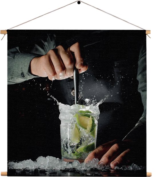 Textielposter Cocktail Bar 02 Vierkant XL (60 X 60 CM) - Wandkleed - Wanddoek - Wanddecoratie