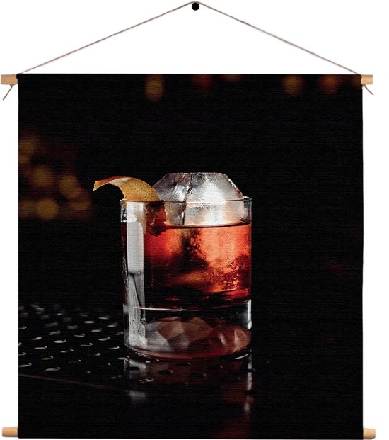 Textielposter Cocktail Bar 03 Vierkant L (45 X 45 CM) - Wandkleed - Wanddoek - Wanddecoratie