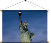 Textielposter Vrijheidsbeeld New York Donker 02 Rechthoek Horizontaal XXL (85 X 120 CM) - Wandkleed - Wanddoek - Wanddecoratie
