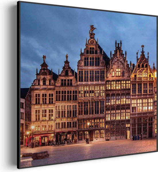 Akoestisch Schilderij Grote Markt Antwerpen Vierkant Basic XL (100X100) - Akoestisch paneel - Akoestische Panelen - Akoestische wanddecoratie - Akoestisch wandpaneel