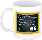 Bellatio Decorations Mug cadeau anniversaire 65 ans - jaune - mathématiques - 300 ml - céramique