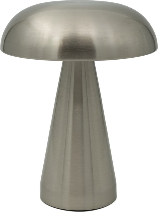 Luxus Tafellamp Touch - Sofia - Zilver - H21 x Ø16 - Tafellamp - Terraslamp - Bureaulamp - LED - Oplaadbaar - Dimbaar - Draadloos - Industrieel en modern - Op batterijen - Nachtlamp voor de slaapkamer - Tafellamp voor binnen en buiten