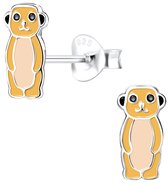 Joy|S - Zilveren stokstaartje oorbellen - 5 x 9 mm - meerkat