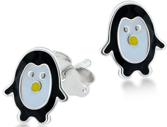Joy|S - Zilveren Pinguïn oorbellen 8 mm