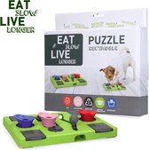 Eat Slow Live Longer Hondenpuzzel - Intelligentie Speelgoed Honden - 25 x 26 cm - Groen Grijs