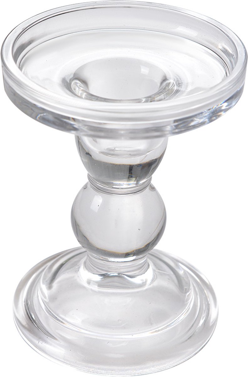 Clayre & Eef Kandelaar Ø 9x11 cm Transparant Glas