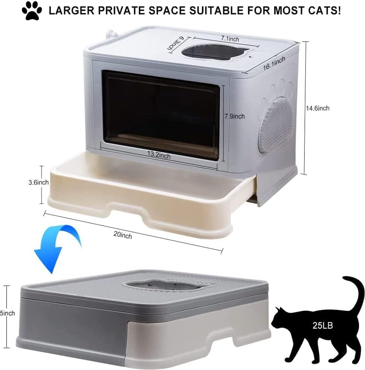 OHMG Kattenbak, kattentoiletten, uv-desinfectie, gesloten kattenbak met