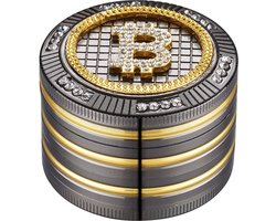 Bling Bling Bitcoin - Kruiden maler - 4 lagen 50mm - Vergruizer - Donkerbruin - Metaal - Grinder