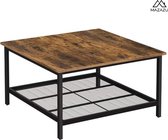 MIRA Home - Table - Salon - Industriel - Marron/noir - 80x80x45