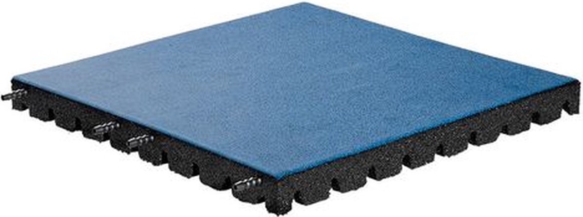 Rubber tegel met pen- en gat verbinding EPDM - Blauw - 50x50 cm – 45mm