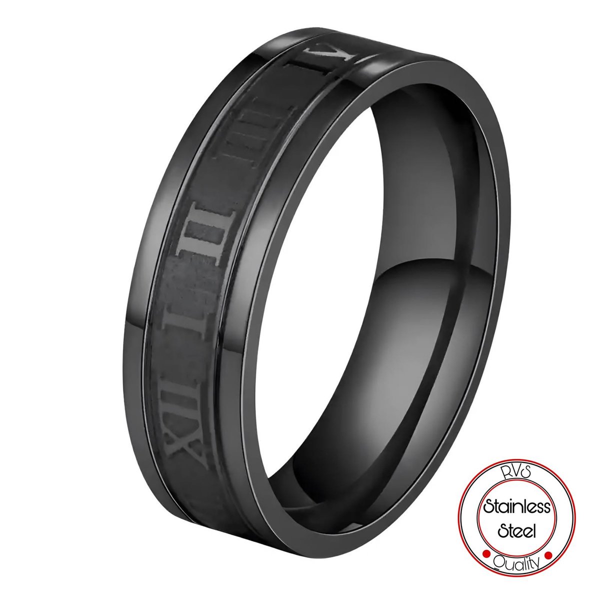 Roman Ring | Zwart | Ringen Mannen | 18mm | Ring Heren | Cadeau voor Man | Mannen Cadeautjes | Vaderdag | Vaderdag Cadeau