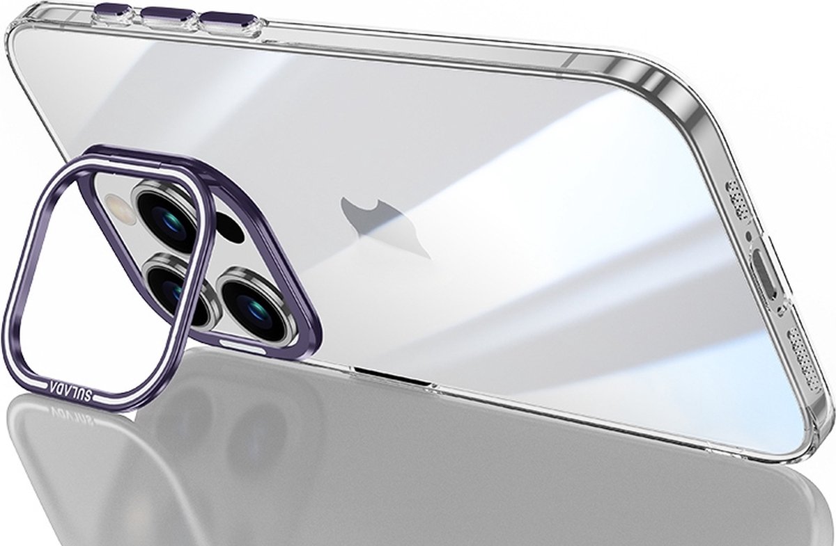 Sulada Polycarbonaat case met aluminium lens stand voor de iPhone 15 Pro donker Paars