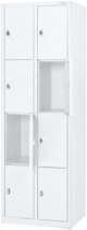 Metalen lockerkast - Wit - 8 deurs 2 delig - met slot - 180x60x50 cm - voordeel lijn - PLP-108