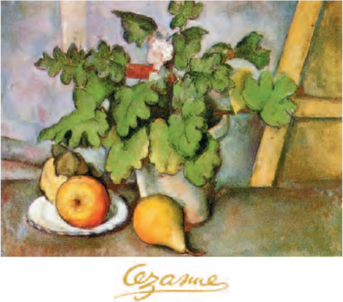 Catch Projecten Mini kunstposter - Paul Cezanne - Bord met fruit en aardewerk - 24x30 cm Multicolor