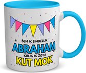 Akyol - eindelijk abraham koffiemok - theemok - blauw - Hoera 50 jaar - 50 geworden - kut mok - verjaardagscadeau - kado - 350 ML inhoud