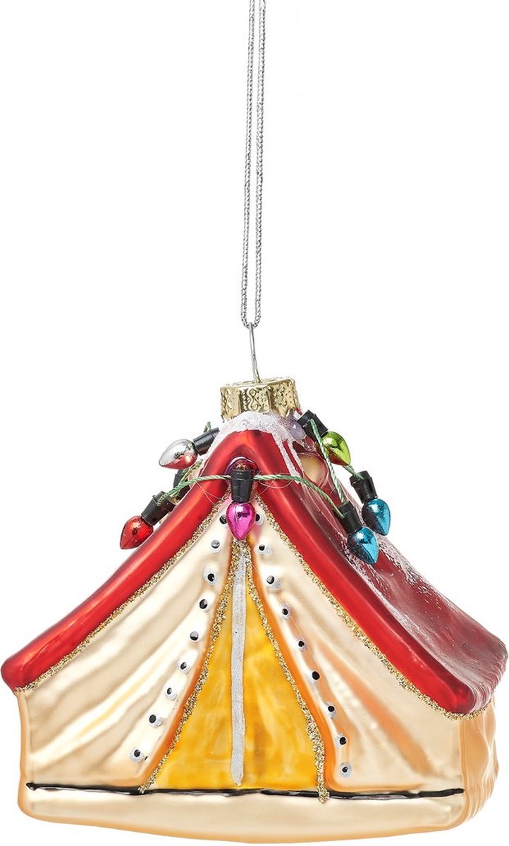 Sass & Belle Kampeertent kerstbal - Sass & Belle rood-roze