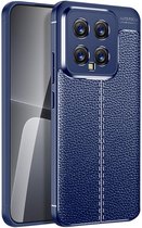 Kunstlederen Hoesje Geschikt voor de Xiaomi 14 - Stijlvolle Back Cover - Comfortabele Dunne Bescherm Hoes Blauw
