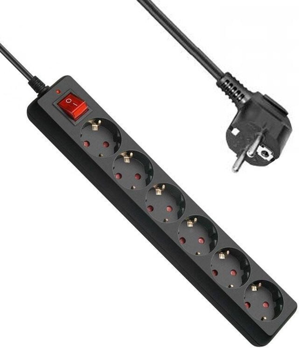 TME NV56-10L: Bloc multiprise, triple, 2 x USB, noir, 10 m chez reichelt  elektronik