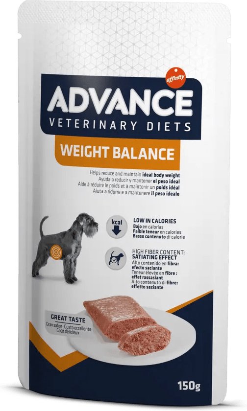 8x150 gr Advance veterinary diet dog weight balance hondenvoer bol