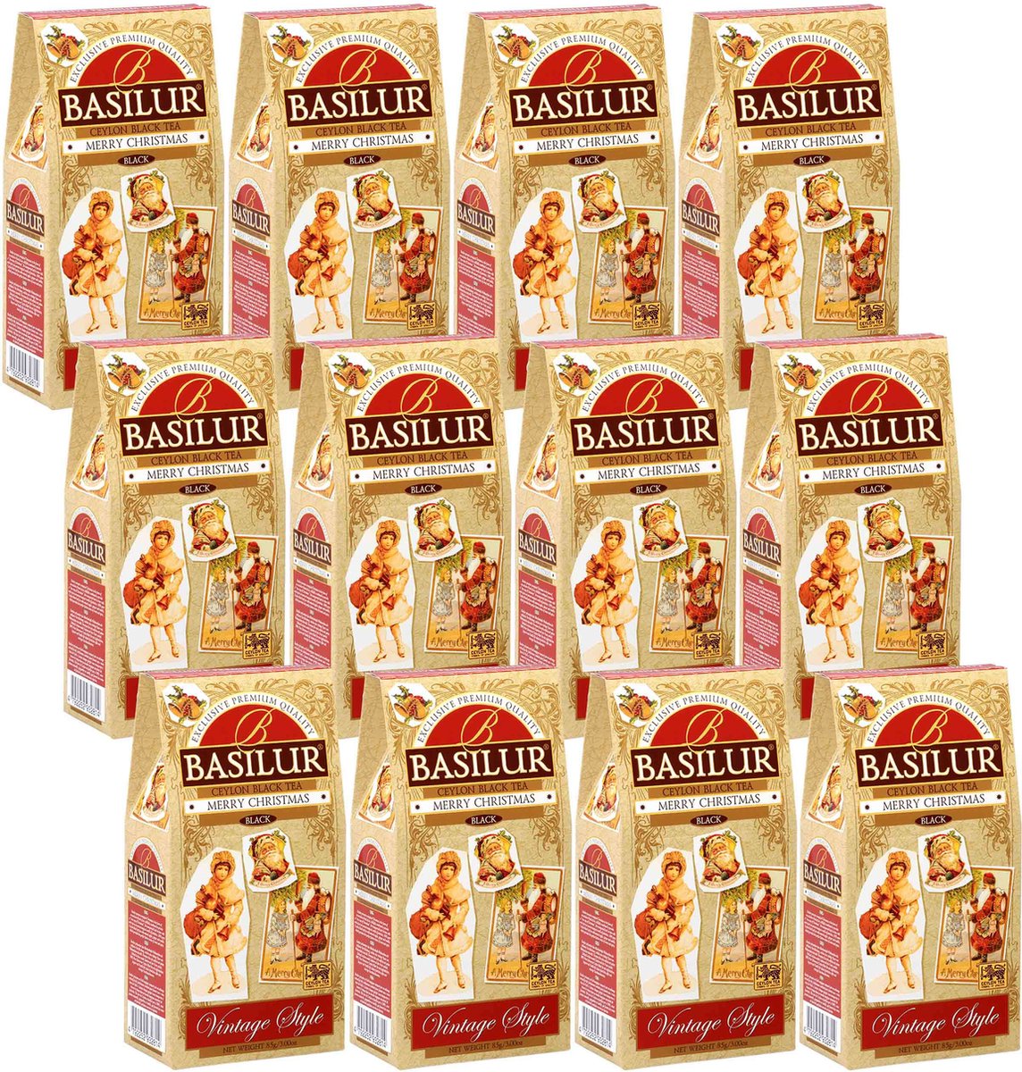 BASILUR Merry Christmas - Zwarte Bladthee uit Ceylon met Appel, Gember en Vanille, 85 g