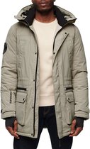 Superdry City Padded Parka Jacket Heren Jas - Stone Donkergrijs - Maat Xl