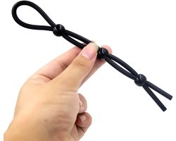 Verstelbare Lasso Cockring I Penisring I Cockring I Siliconen I Met 3 Verstelbare Ringen I 19 CM Diameter I Zwart