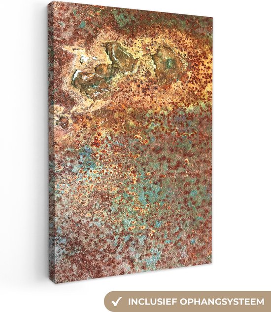 Canvas schilderij 90x140 cm - Wanddecoratie Kleuren - Metaal - Roest - Structuur - Abstract - Muurdecoratie woonkamer - Slaapkamer decoratie - Kamer accessoires - Schilderijen