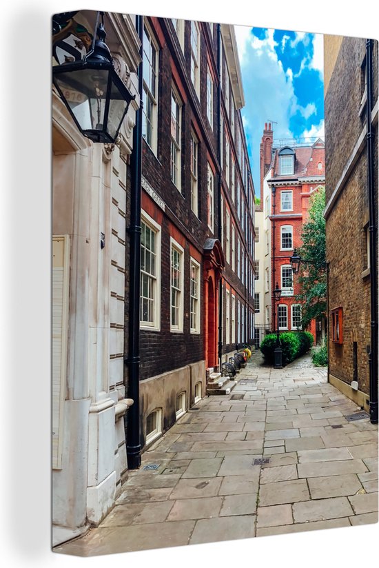 Smal steegje in de Engelse hoofdstad Londen Canvas 60x80 cm - Foto print op Canvas schilderij (Wanddecoratie woonkamer / slaapkamer)