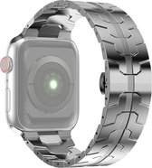 Stalen bandje - RVS - geschikt voor Apple Watch Series 1/2/3/4/5/6/7/8/9/SE/SE 2 met case size 38 mm / 40 mm / 41 mm - zilver