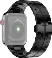 Stalen bandje - RVS - geschikt voor Apple Watch series 1/2/3/4/5/6/7/8/9/SE/SE 2/Ultra/Ultra 2 met case size 42 mm / 44 mm / 45 mm / 49 mm - zwart