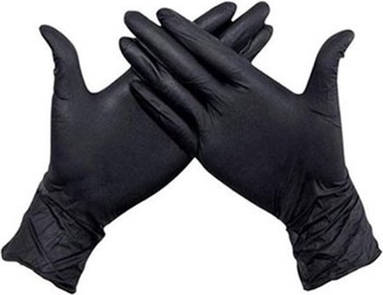 Handschoenen Wegwerp Nitril - Latex vrij - poedervrij -Zwart - Maat M - 100 stuks - Merkloos