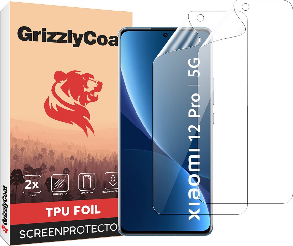 GrizzlyCoat - Screenprotector geschikt voor Xiaomi 12 Pro Hydrogel TPU | GrizzlyCoat Screenprotector - Case Friendly + Installatie Frame (2-Pack)