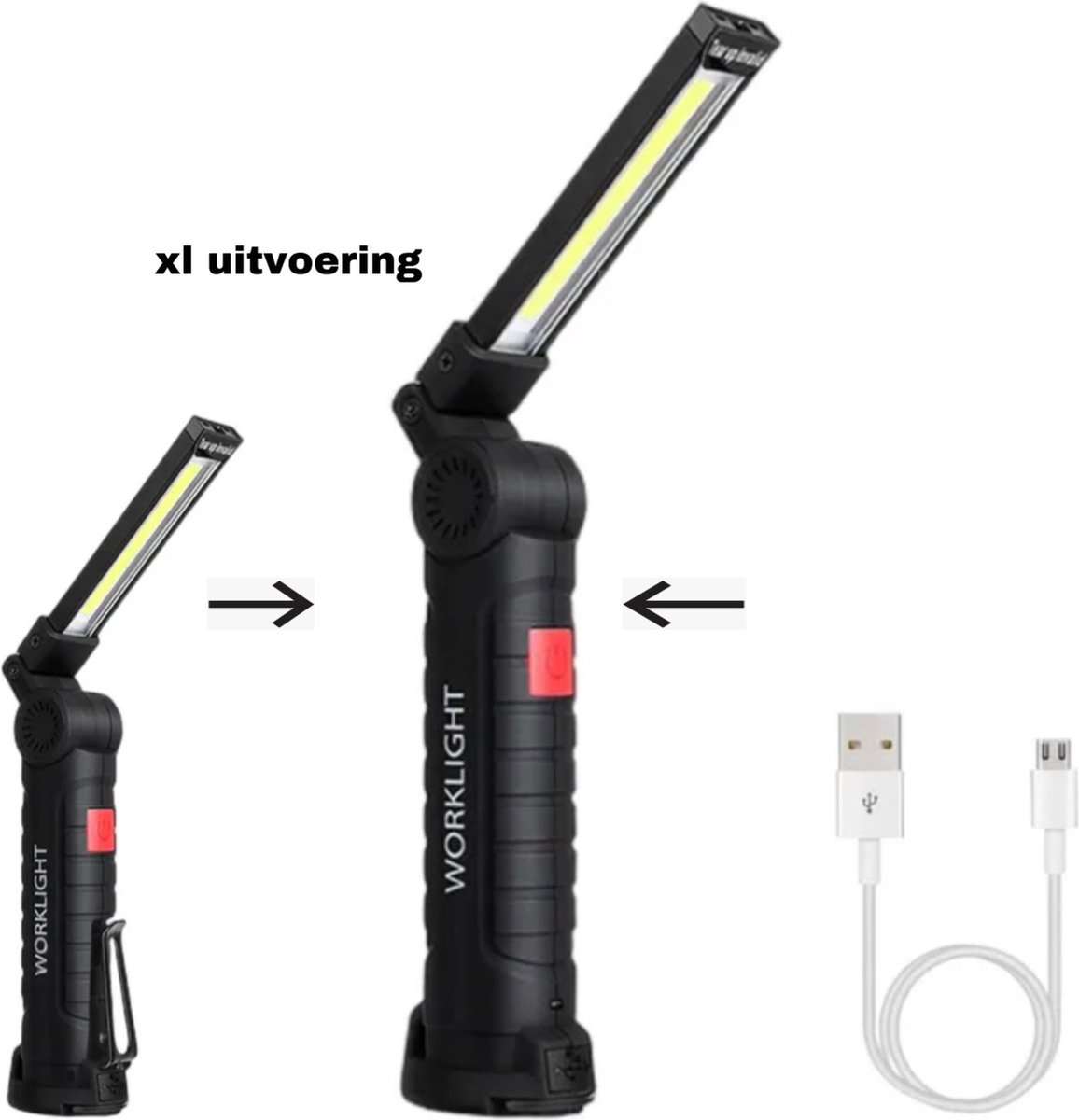 Looplamp-Led-Werklamp-Garagelamp-led-Accu-Oplaadbaar-Groot-Grote Uitvoering-Magnetisch-USB Oplaadbaar-