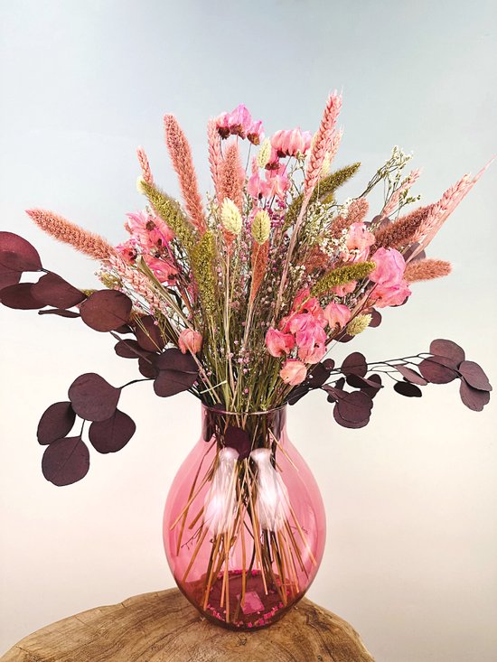 Foto: Droogbloemen boeket pink bougainvillea 50 cm exclusief vaas schitterend roze boeket perfect voor ieder interieur