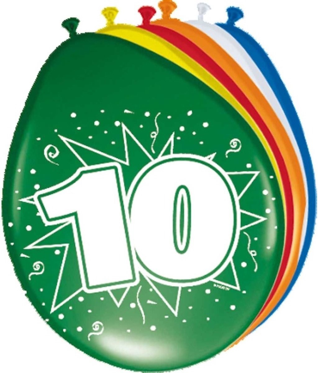 10 jaar verjaardag leeftijd ballonnen - 8x stuks - mix kleuren - feestartikelen/versiering — afbeelding 2